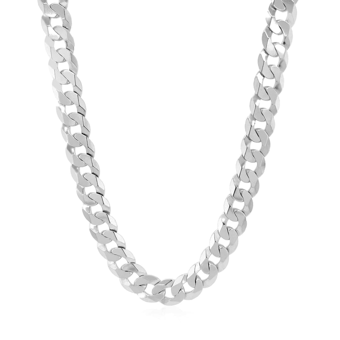 Rhodium Plated 7.2mm Sterling Silver Curb Style Chain | Richard Cannon Jewelry