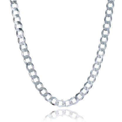 Rhodium Plated 7.9mm Sterling Silver Curb Style Chain | Richard Cannon Jewelry