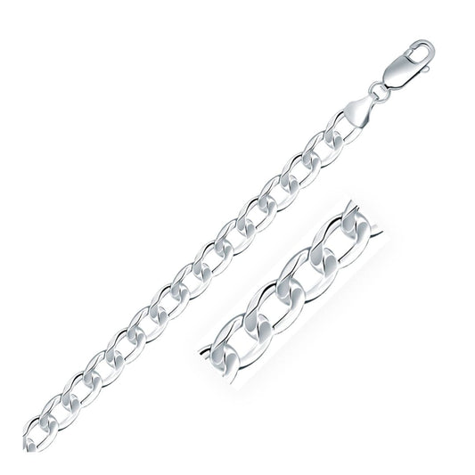 Rhodium Plated 7.9mm Sterling Silver Curb Style Chain | Richard Cannon Jewelry