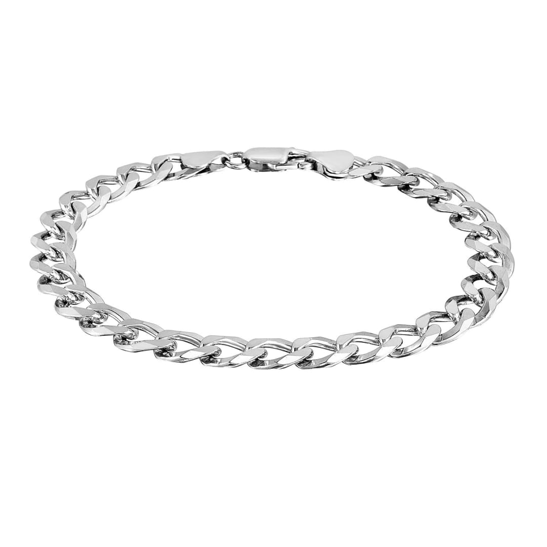 Rhodium Plated 8.4mm Sterling Silver Curb Style Bracelet | Richard Cannon Jewelry