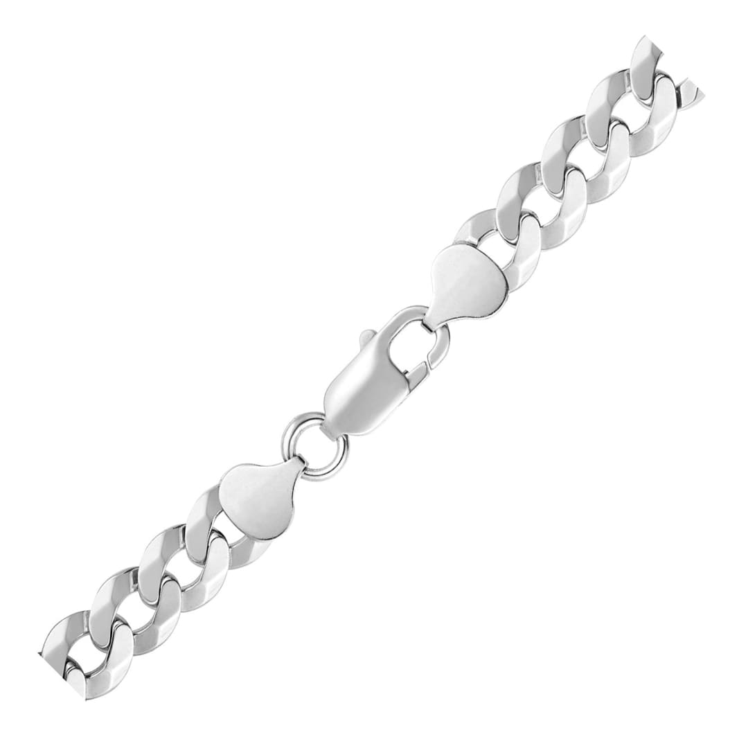Rhodium Plated 8.4mm Sterling Silver Curb Style Bracelet | Richard Cannon Jewelry
