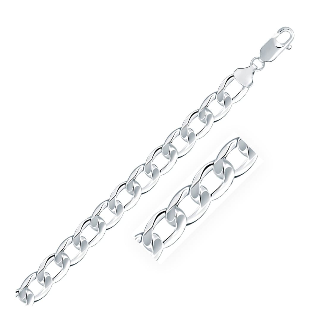 Rhodium Plated 8.4mm Sterling Silver Curb Style Chain | Richard Cannon Jewelry