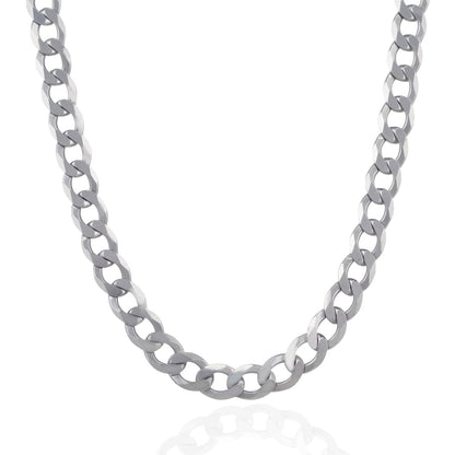 Rhodium Plated 8.4mm Sterling Silver Curb Style Chain | Richard Cannon Jewelry