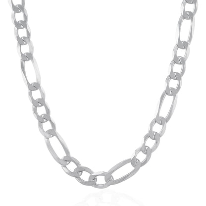 Rhodium Plated 8.8mm Sterling Silver Figaro Style Chain | Richard Cannon Jewelry