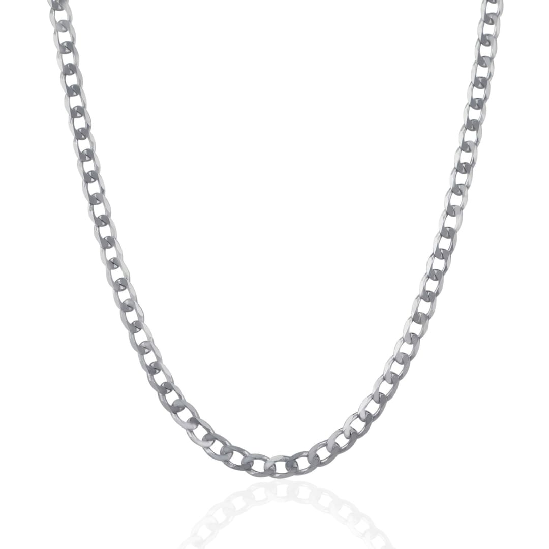 Rhodium Plated Sterling Silver Curb Style Chain (4.70 mm) | Richard Cannon Jewelry