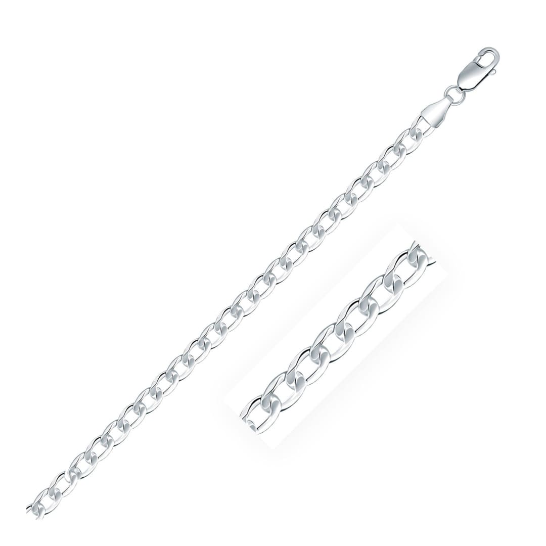 Rhodium Plated Sterling Silver Curb Style Chain (4.70 mm) | Richard Cannon Jewelry