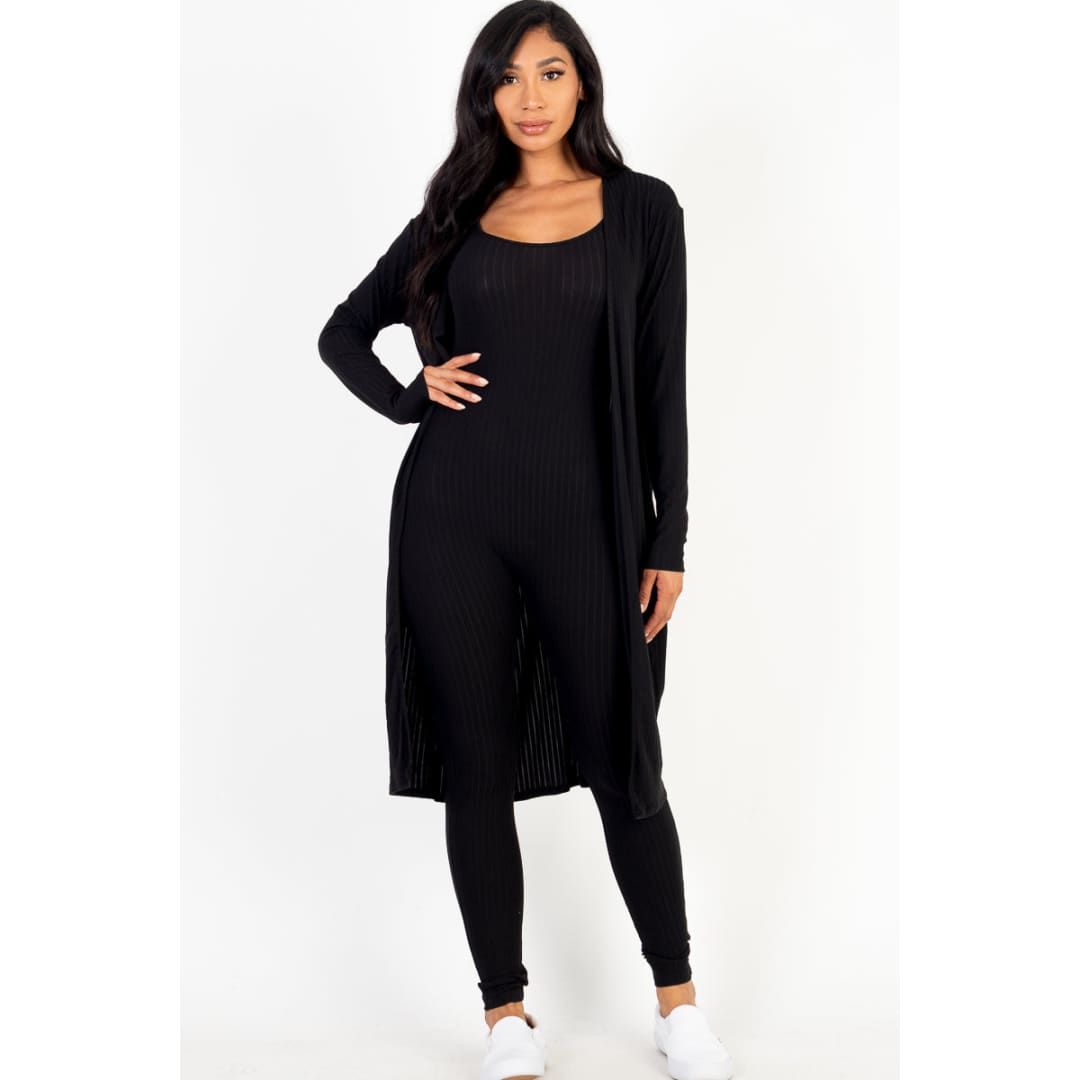 Ribbed Cardigan & Jumpsuit Set (CAPELLA) | CAPELLA