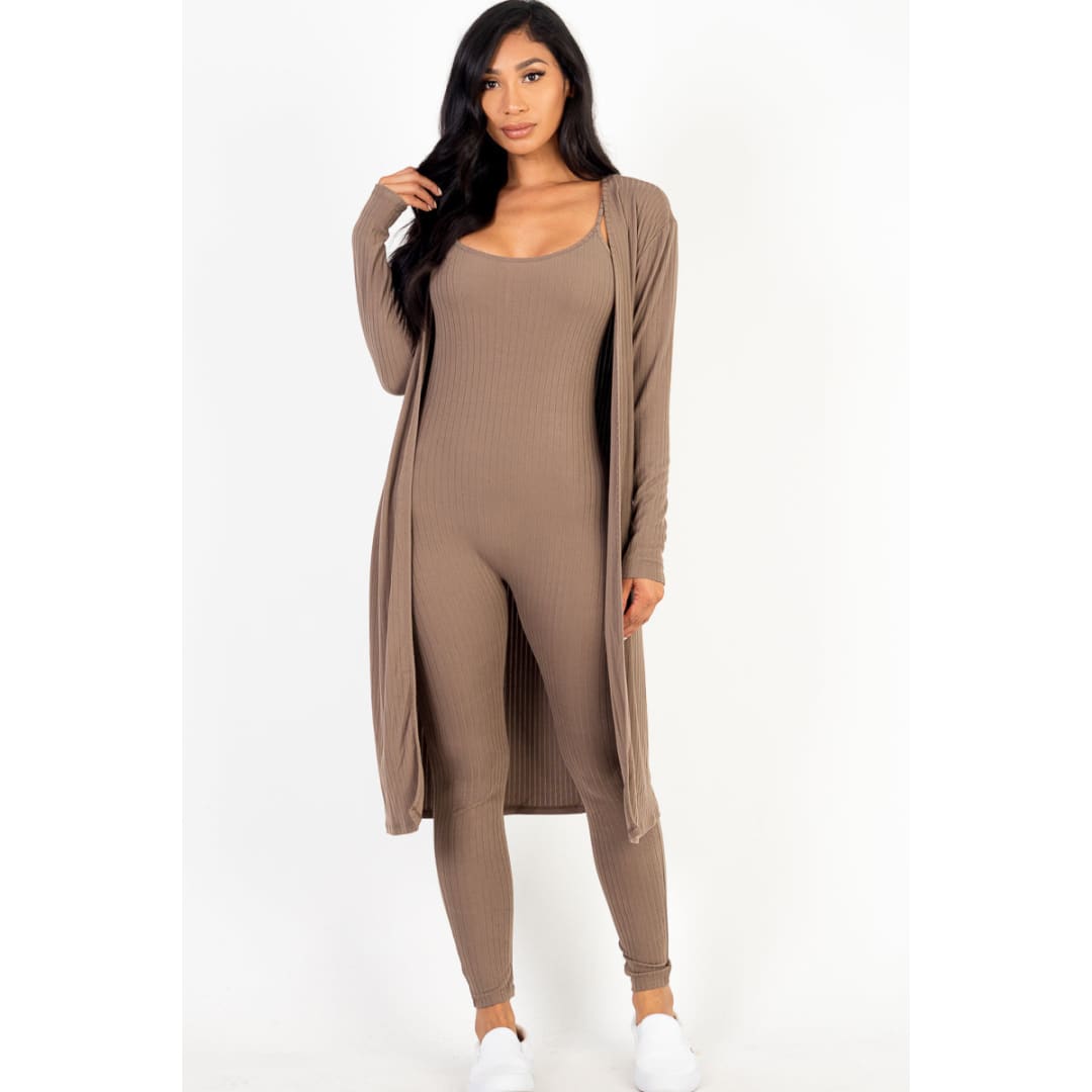 Ribbed Cardigan & Jumpsuit Set (CAPELLA) | CAPELLA