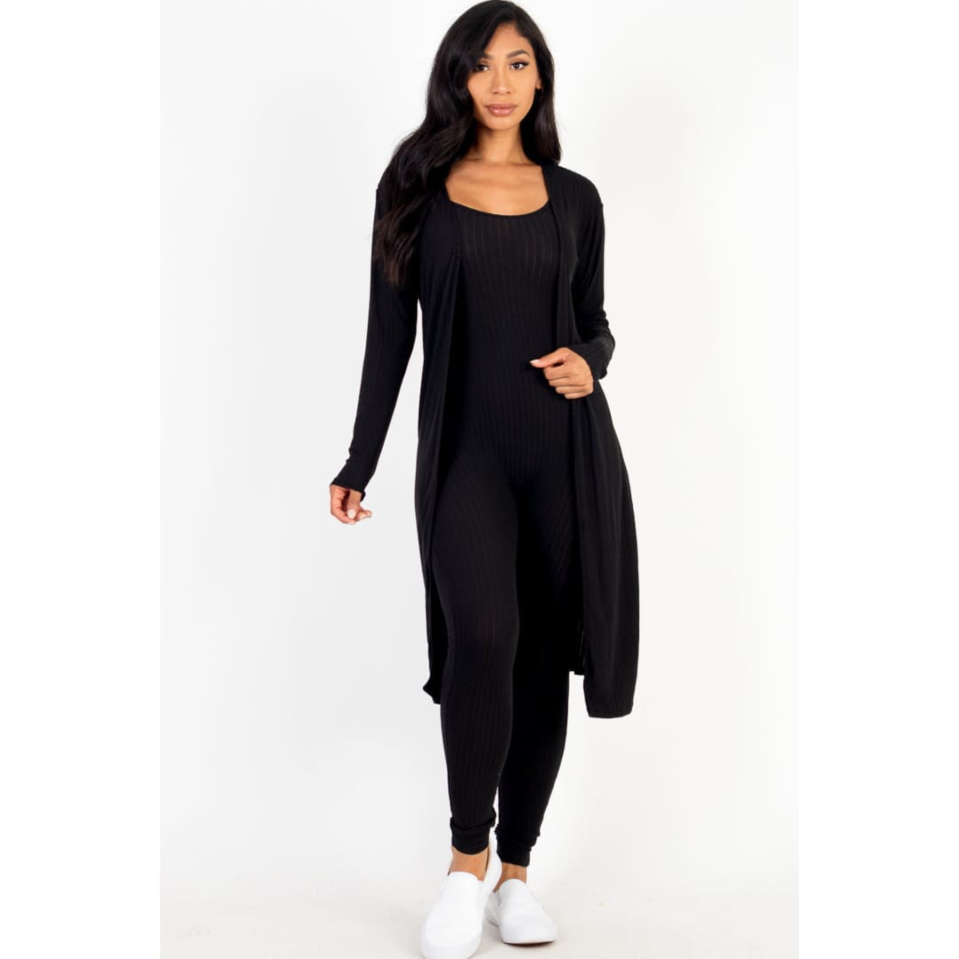 Ribbed Cardigan & Jumpsuit Set (CAPELLA) | CAPELLA