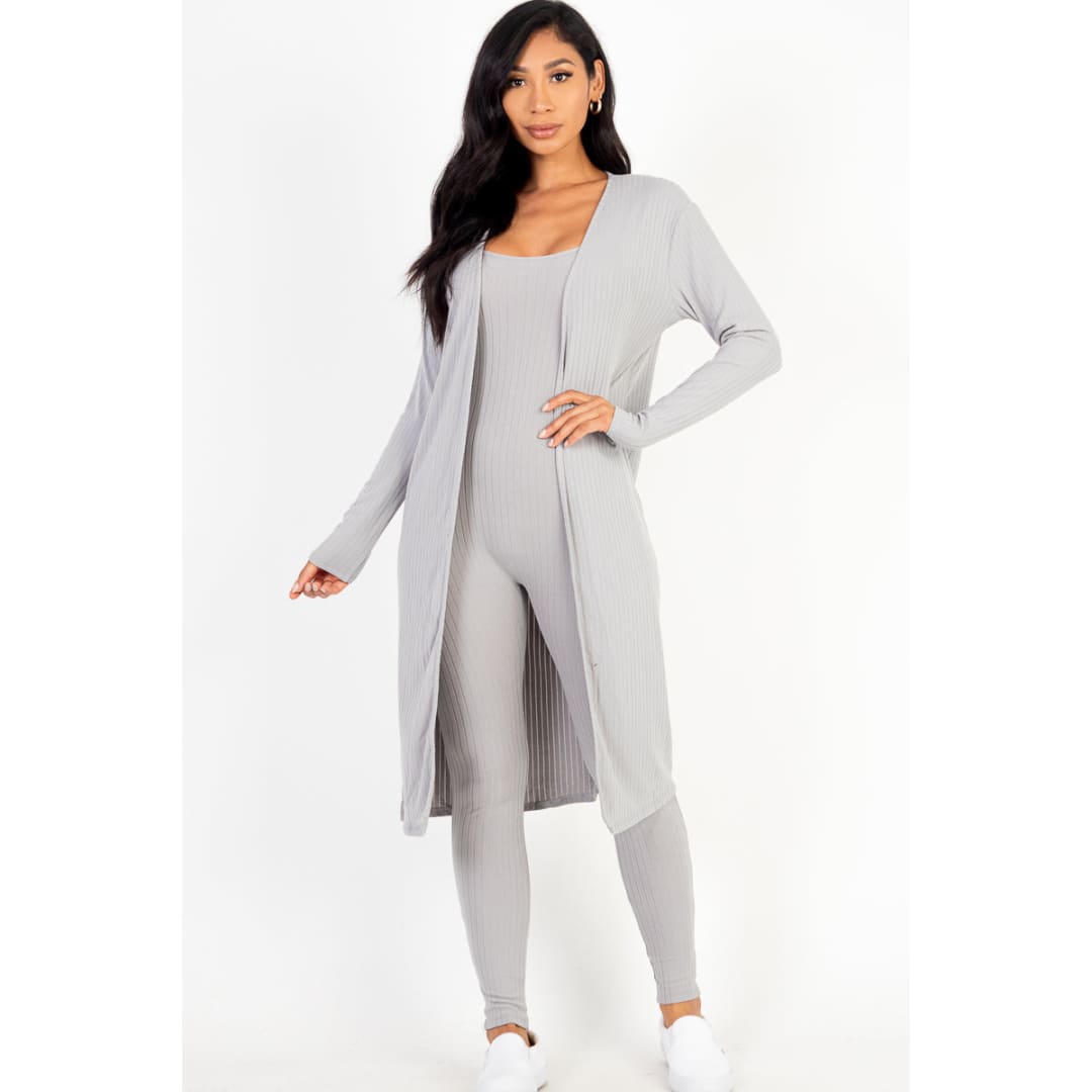 Ribbed Cardigan & Jumpsuit Set (CAPELLA) | CAPELLA