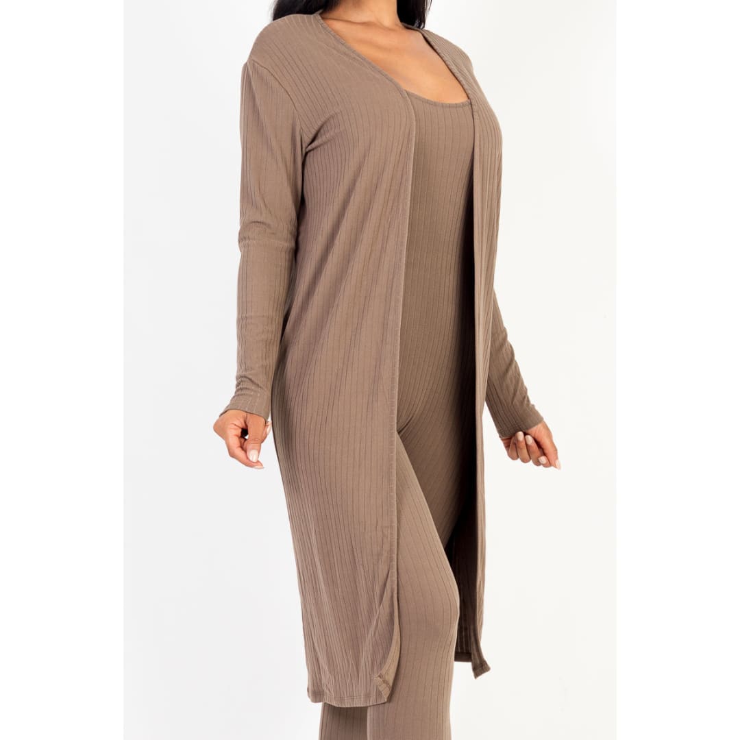 Ribbed Cardigan & Jumpsuit Set (CAPELLA) | CAPELLA