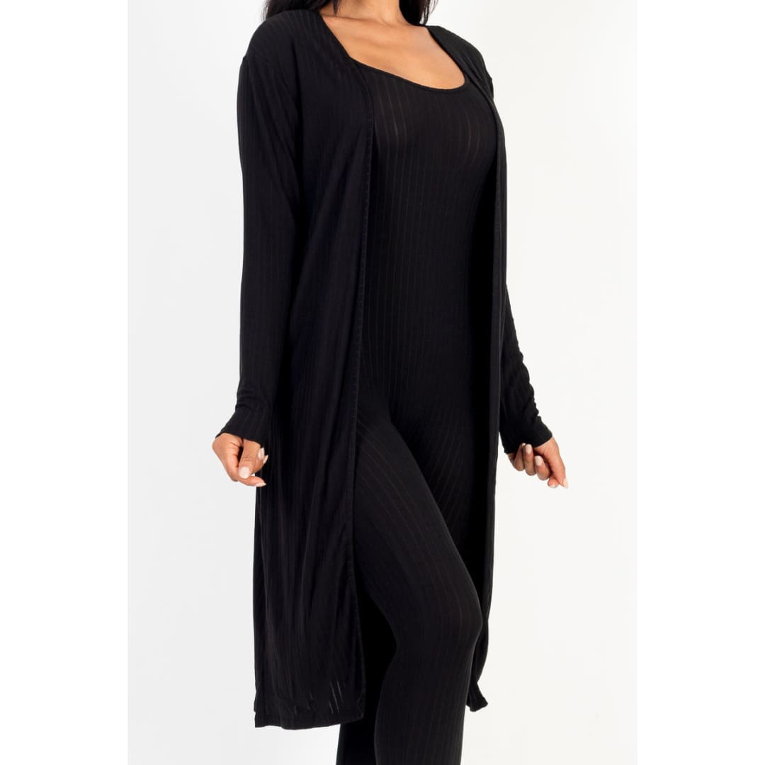 Ribbed Cardigan & Jumpsuit Set (CAPELLA) | CAPELLA