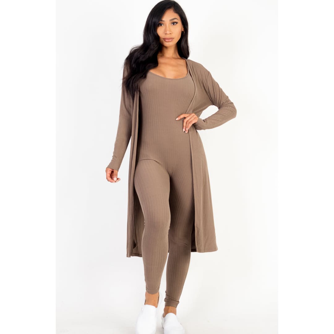 Ribbed Cardigan & Jumpsuit Set (CAPELLA) | CAPELLA