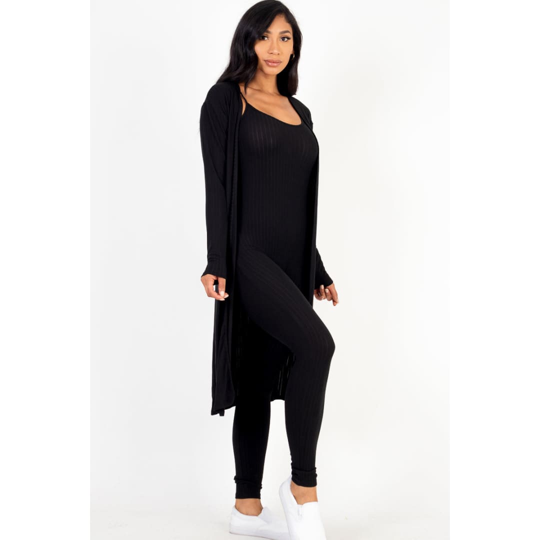 Ribbed Cardigan & Jumpsuit Set (CAPELLA) | CAPELLA