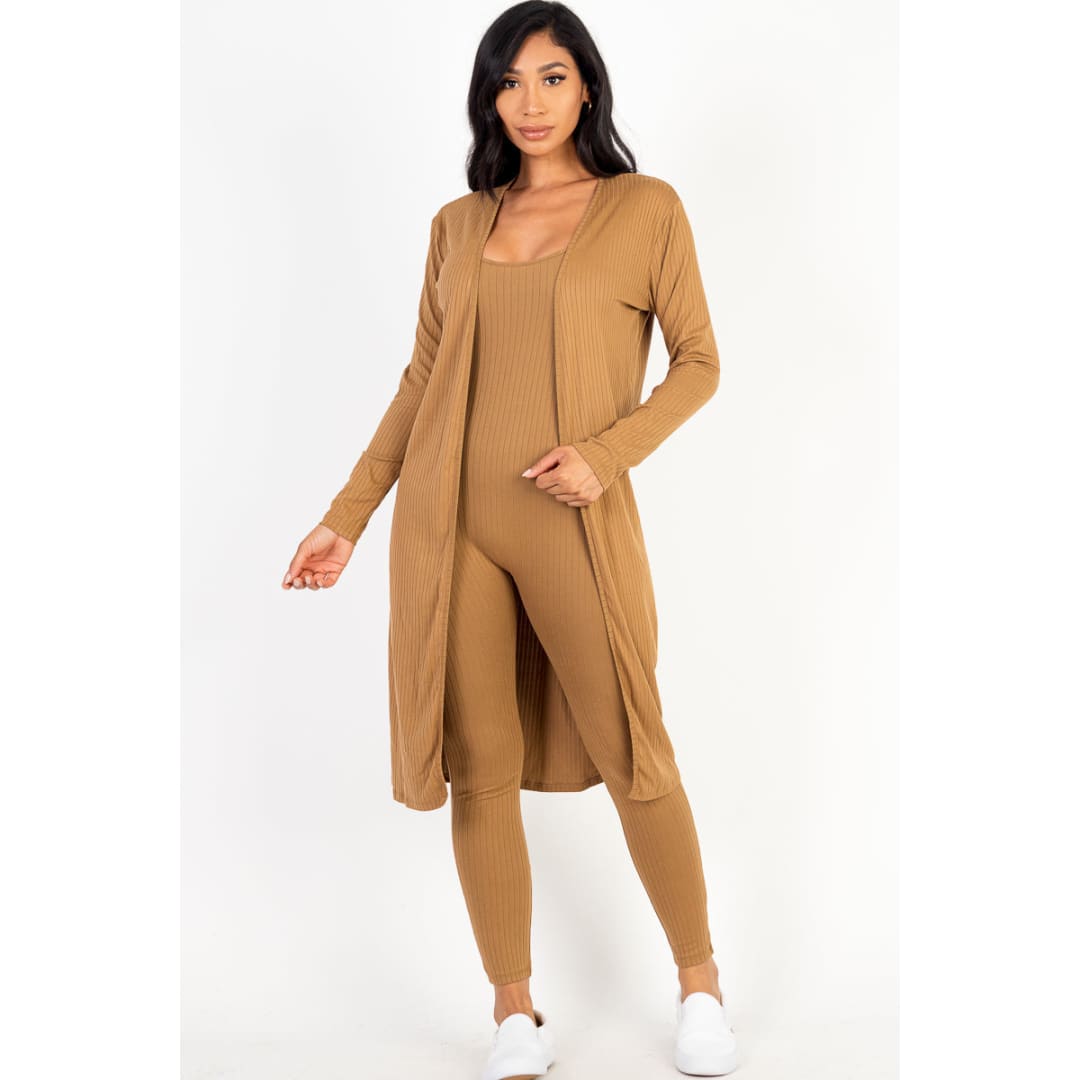 Ribbed Cardigan & Jumpsuit Set (CAPELLA) | CAPELLA