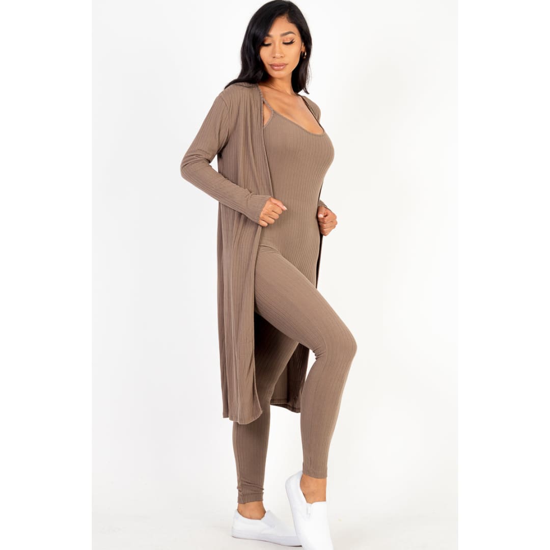 Ribbed Cardigan & Jumpsuit Set (CAPELLA) | CAPELLA