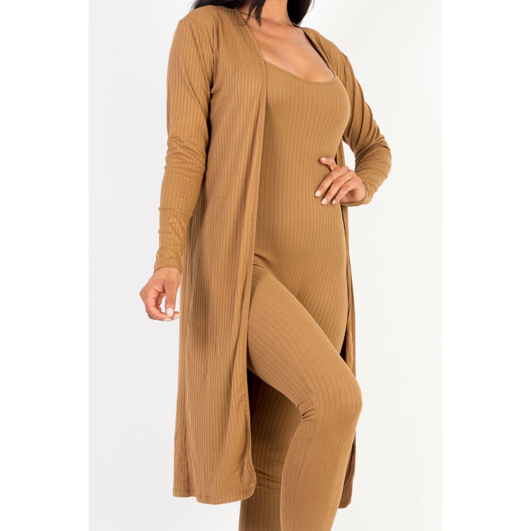 Ribbed Cardigan & Jumpsuit Set (CAPELLA) | CAPELLA