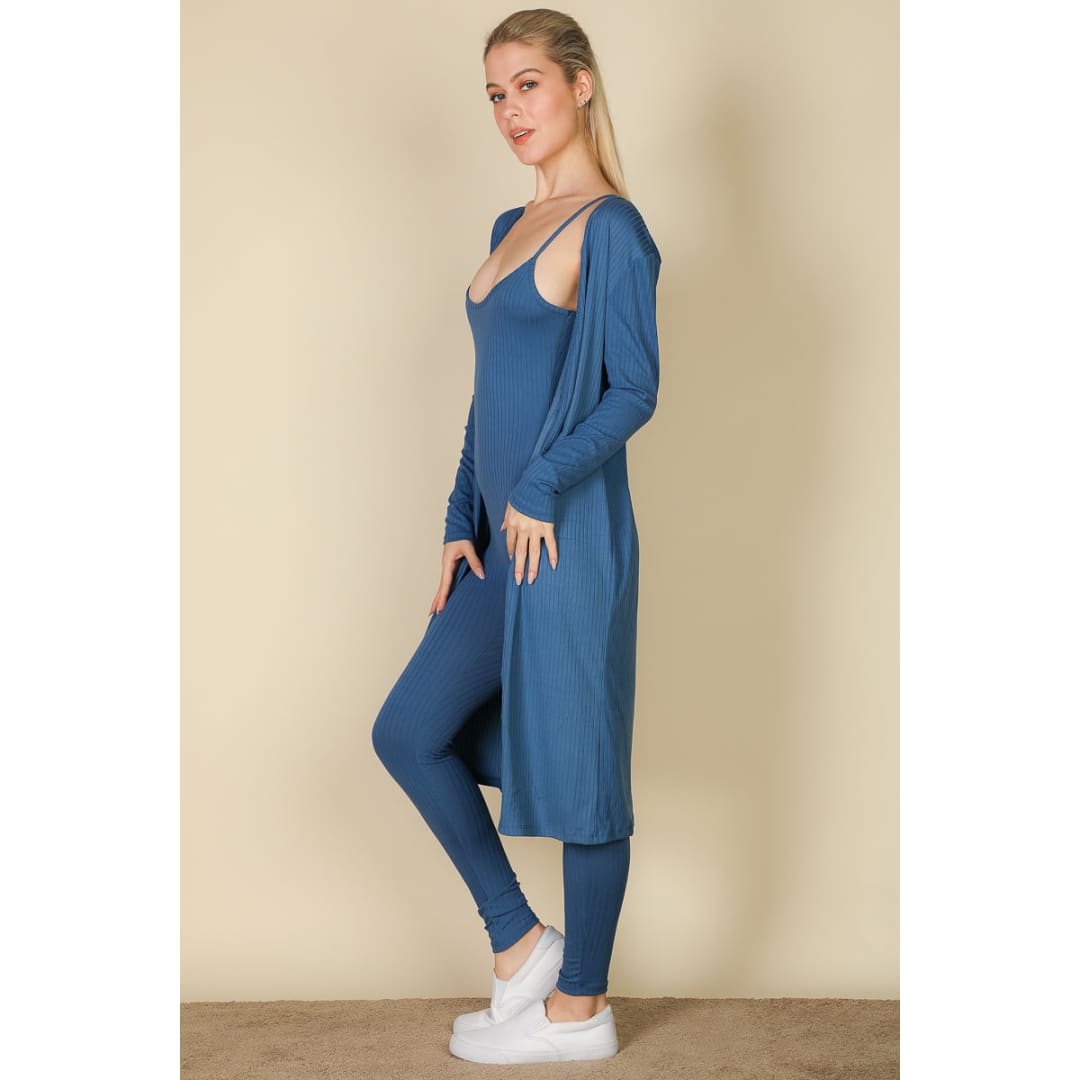 Ribbed Cardigan & Jumpsuit Set (CAPELLA) | CAPELLA