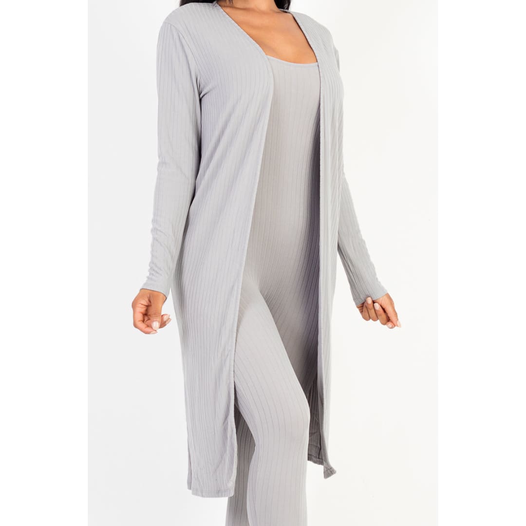 Ribbed Cardigan & Jumpsuit Set (CAPELLA) | CAPELLA