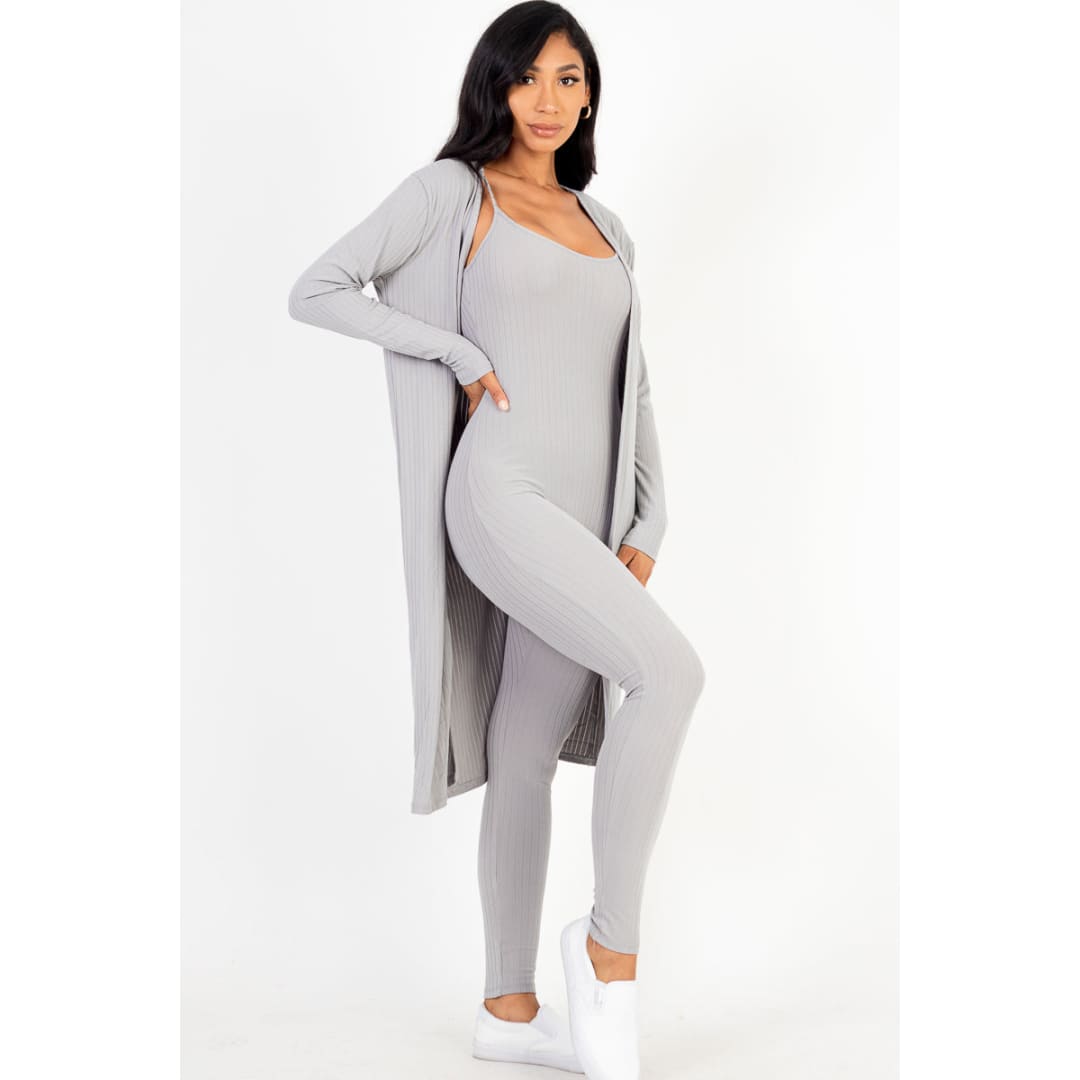 Ribbed Cardigan & Jumpsuit Set (CAPELLA) | CAPELLA