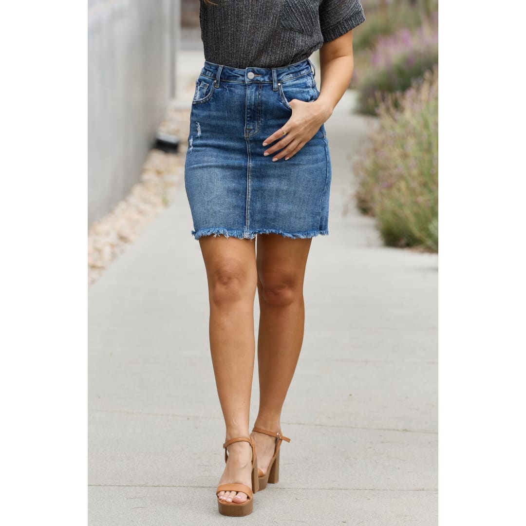 RISEN Amelia Full Size Denim Mini Skirt | The Urban Clothing Shop™