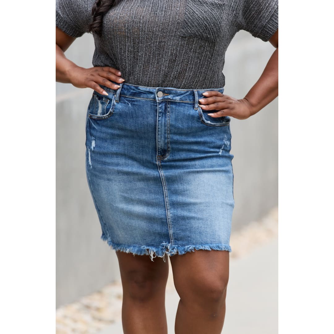 RISEN Amelia Full Size Denim Mini Skirt | The Urban Clothing Shop™