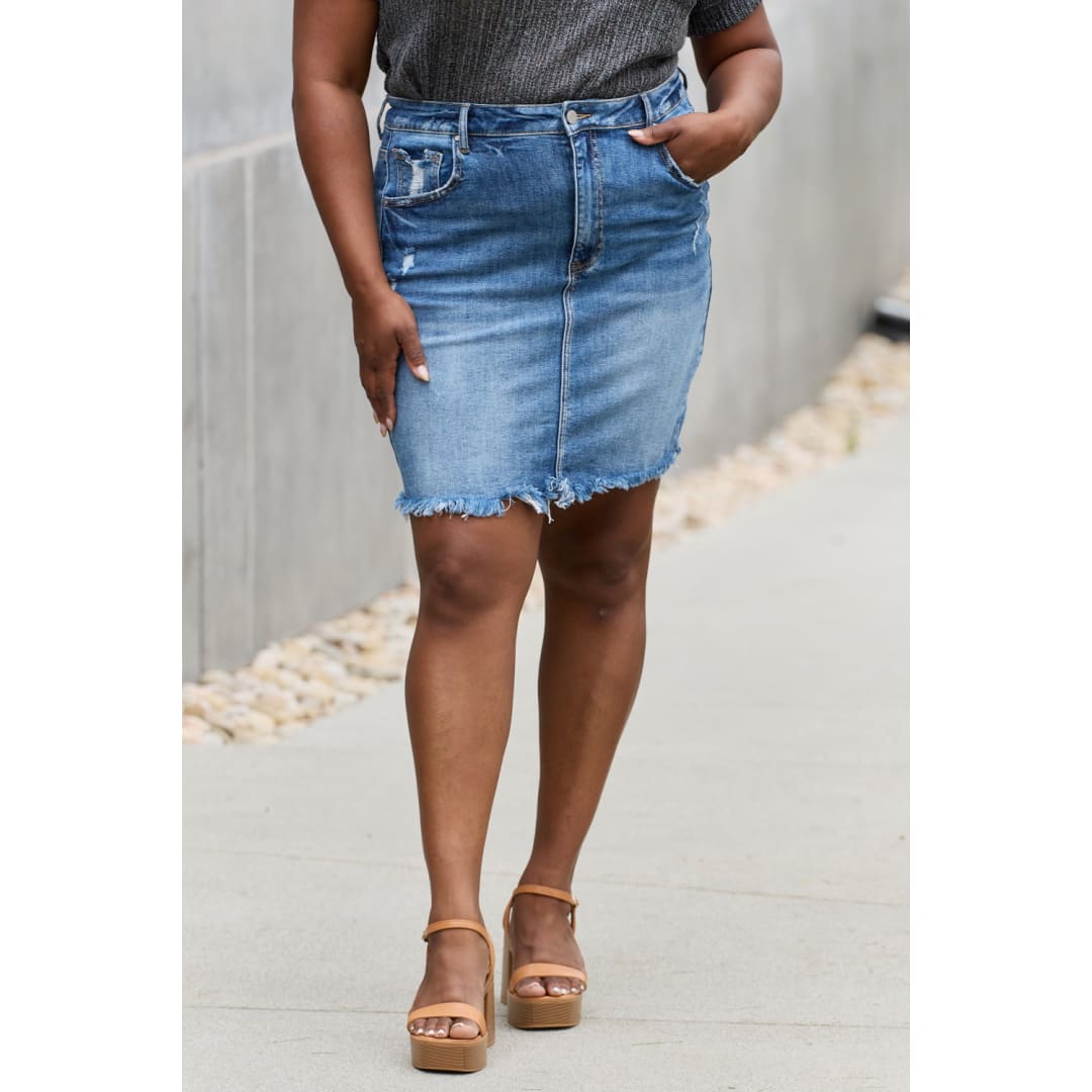 RISEN Amelia Full Size Denim Mini Skirt | The Urban Clothing Shop™