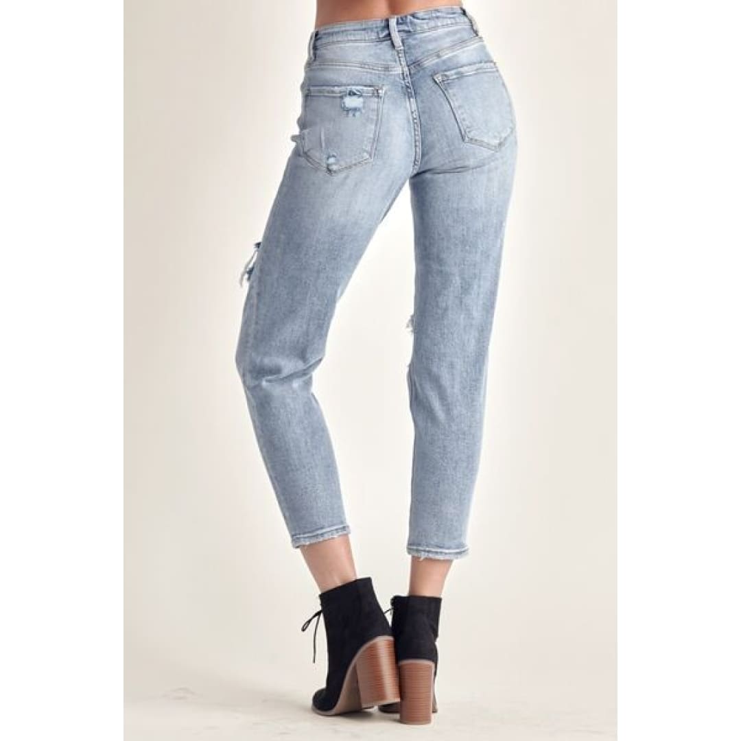 RISEN Distressed Slim Cropped Jeans | The Urban Clothing Shop™