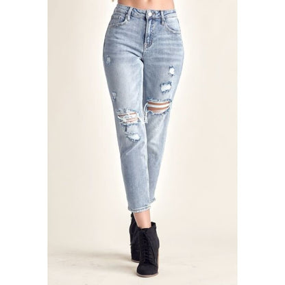 RISEN Distressed Slim Cropped Jeans | The Urban Clothing Shop™