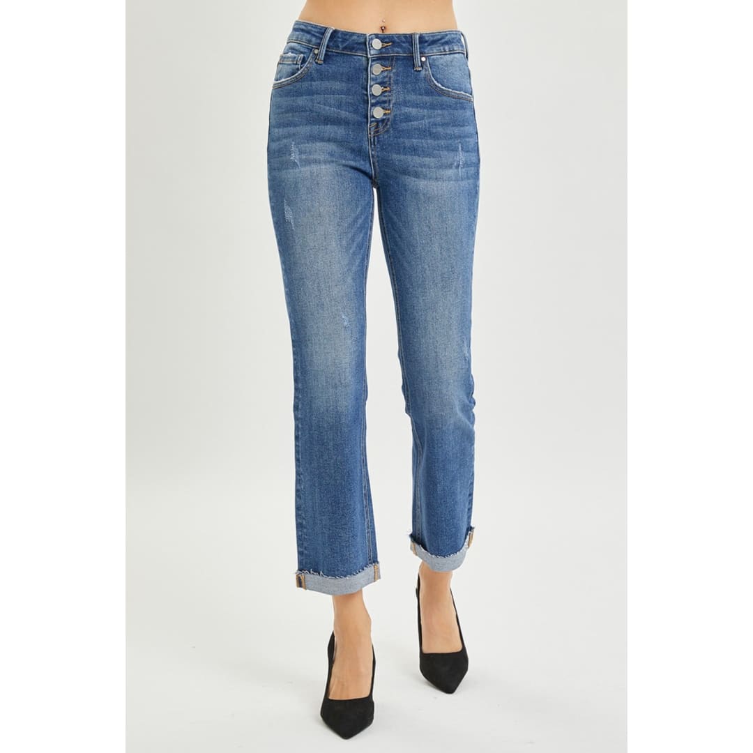 RISEN Full Size Button Fly Cropped Bootcut Jeans | The Urban Clothing Shop™