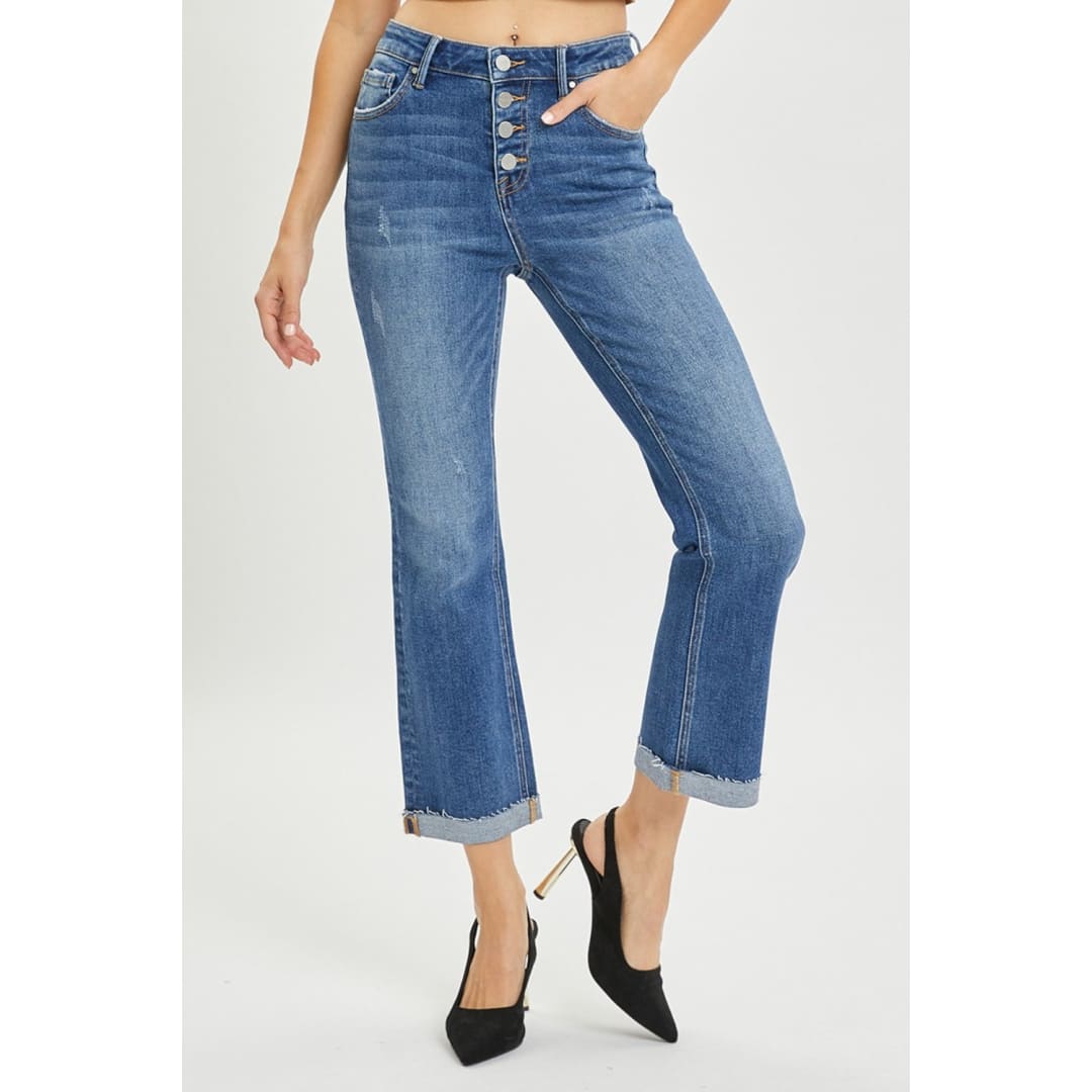 RISEN Full Size Button Fly Cropped Bootcut Jeans | The Urban Clothing Shop™
