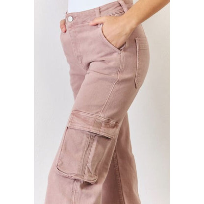 RISEN Full Size High Rise Cargo Wide Leg Jeans | The Urban Clothing Shop™