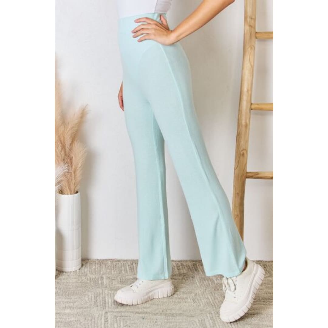 RISEN Full Size High Waist Ultra Soft Knit Flare Pants | The Urban Clothing Shop™