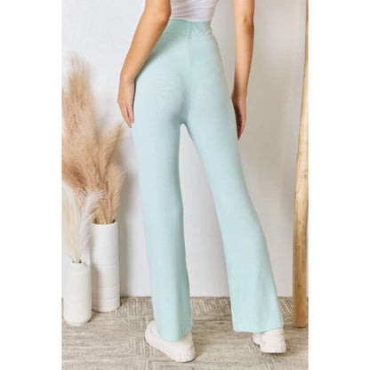 RISEN Full Size High Waist Ultra Soft Knit Flare Pants | The Urban Clothing Shop™