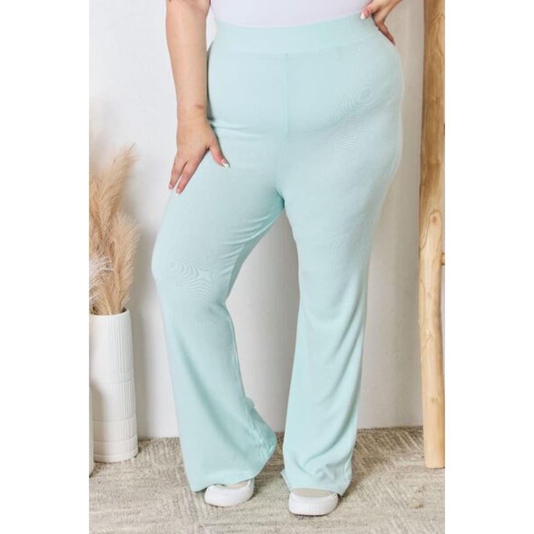 RISEN Full Size High Waist Ultra Soft Knit Flare Pants | The Urban Clothing Shop™