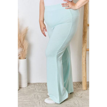 RISEN Full Size High Waist Ultra Soft Knit Flare Pants | The Urban Clothing Shop™