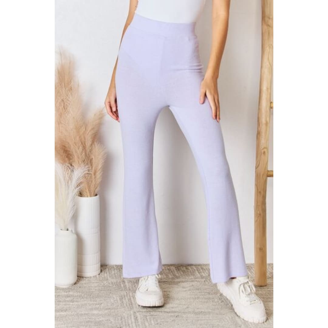 RISEN Full Size High Waist Ultra Soft Knit Flare Pants | The Urban Clothing Shop™