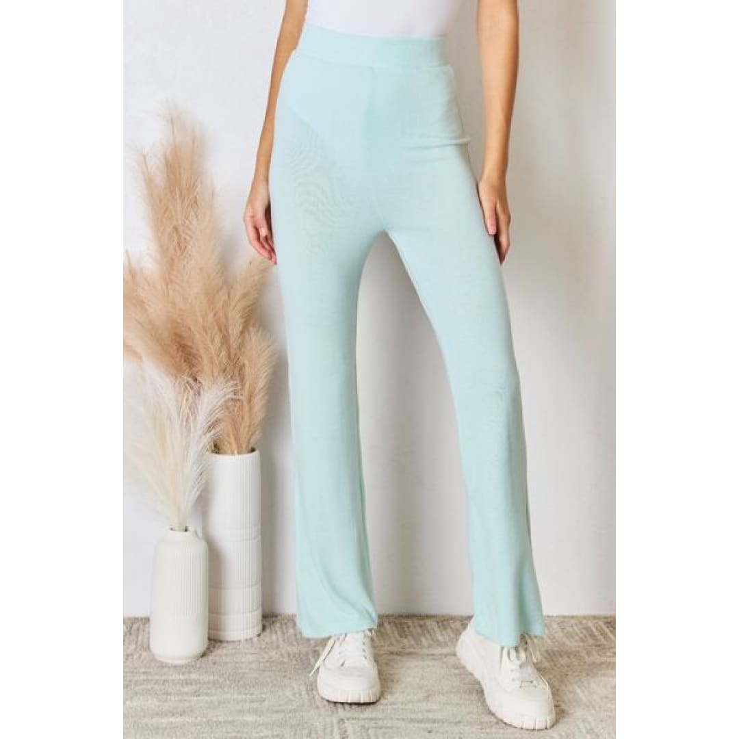 RISEN Full Size High Waist Ultra Soft Knit Flare Pants | The Urban Clothing Shop™