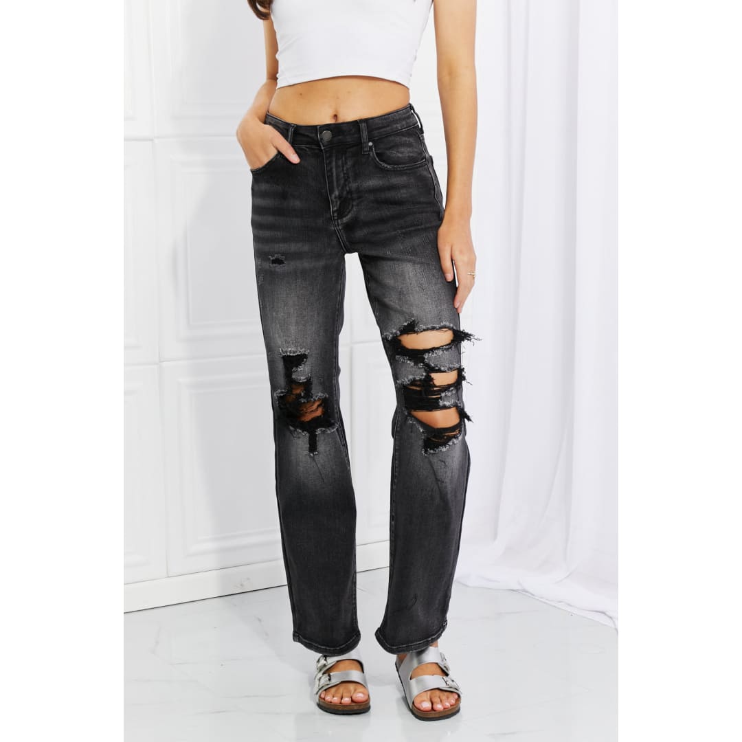 RISEN Full Size Lois Distressed Loose Fit Jeans | The Urban Clothing Shop™