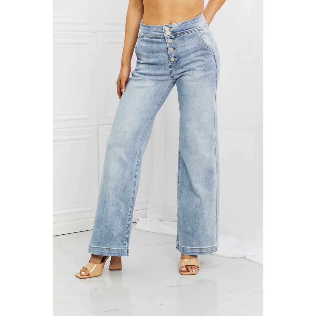RISEN Full Size Luisa Wide Flare Jeans | The Urban Clothing Shop™