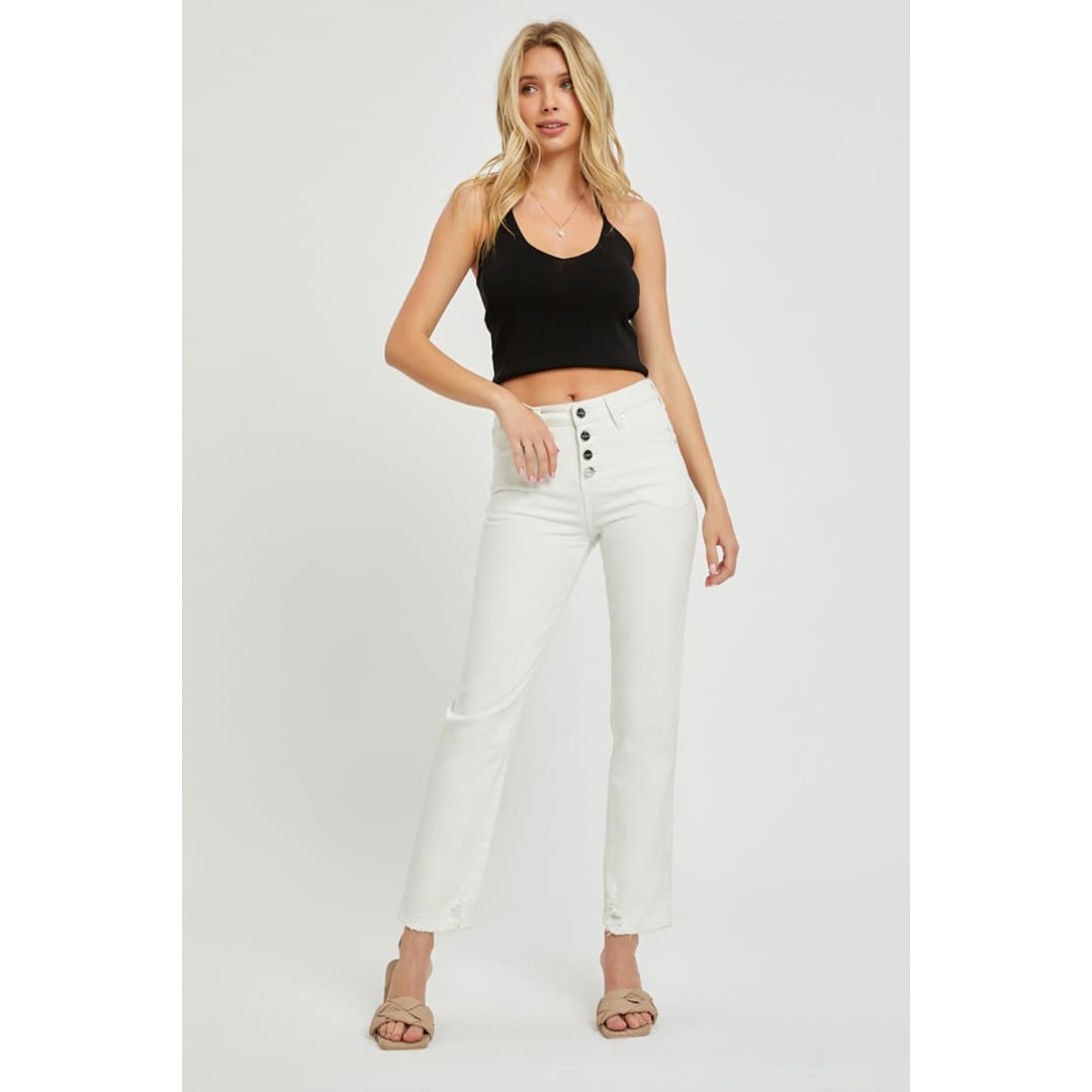 RISEN Full Size Mid-Rise Tummy Control Straight Jeans | The Urban Clothing Shop™