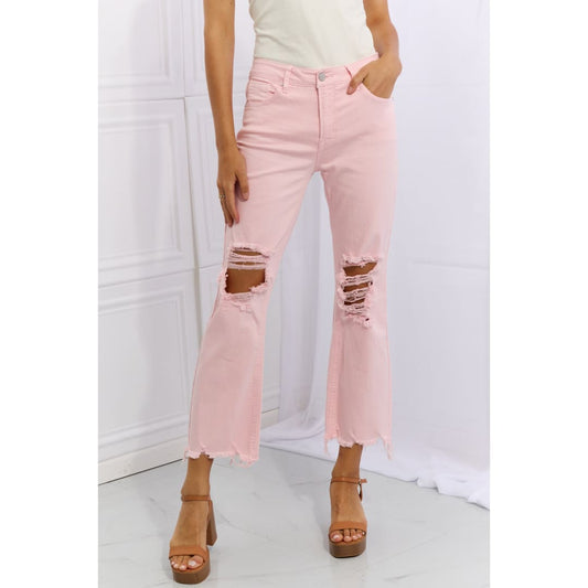 RISEN Miley Full Size Distressed Ankle Flare Jeans | The Urban Clothing Shop™