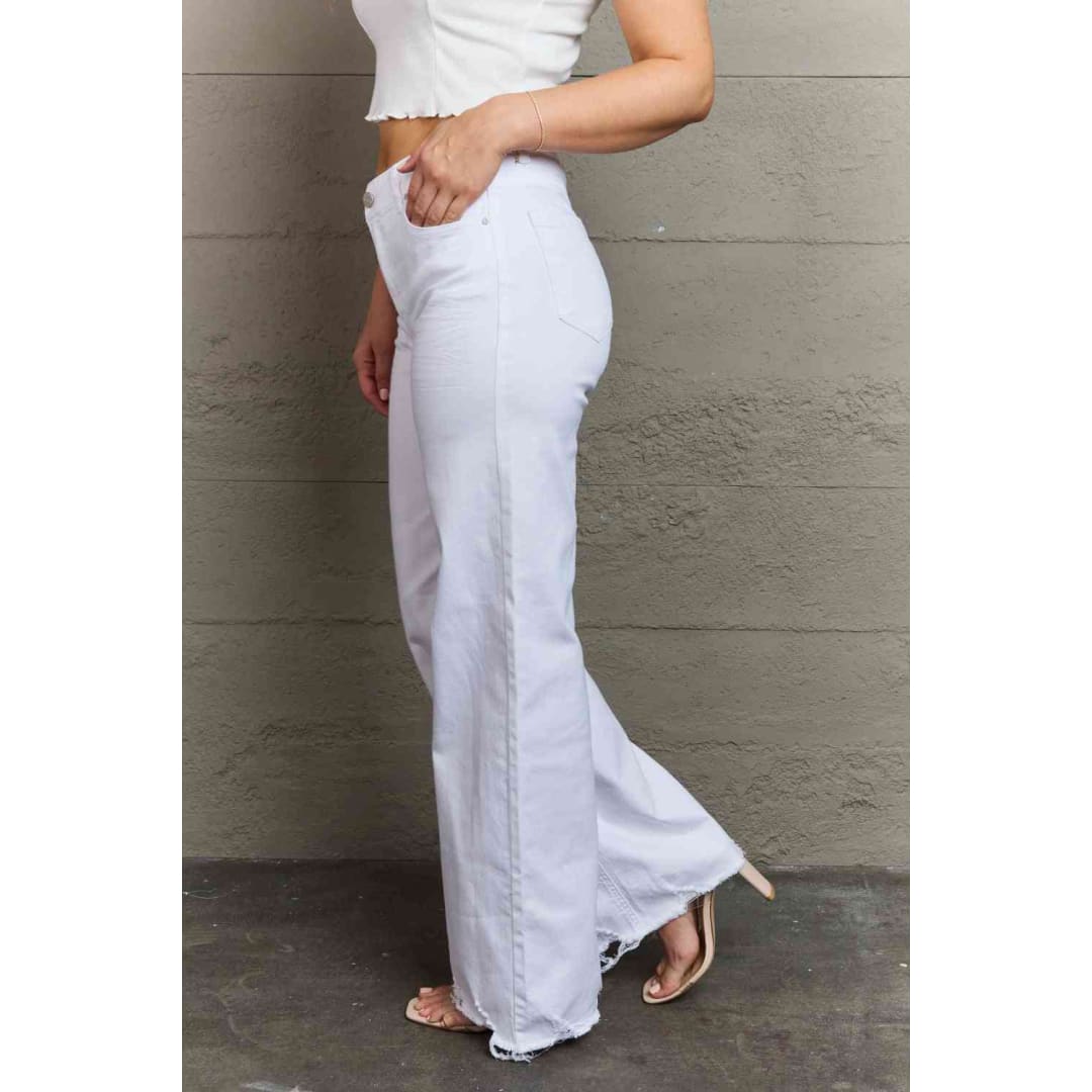 RISEN Raelene Full Size High Waist Wide Leg Jeans in White | The Urban Clothing Shop™