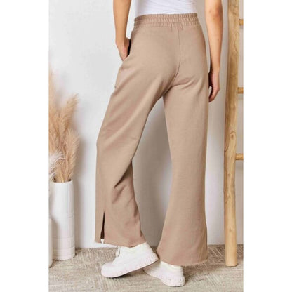 RISEN Wide Waistband Slit Wide Leg Pants | The Urban Clothing Shop™