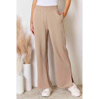 RISEN Wide Waistband Slit Wide Leg Pants | The Urban Clothing Shop™