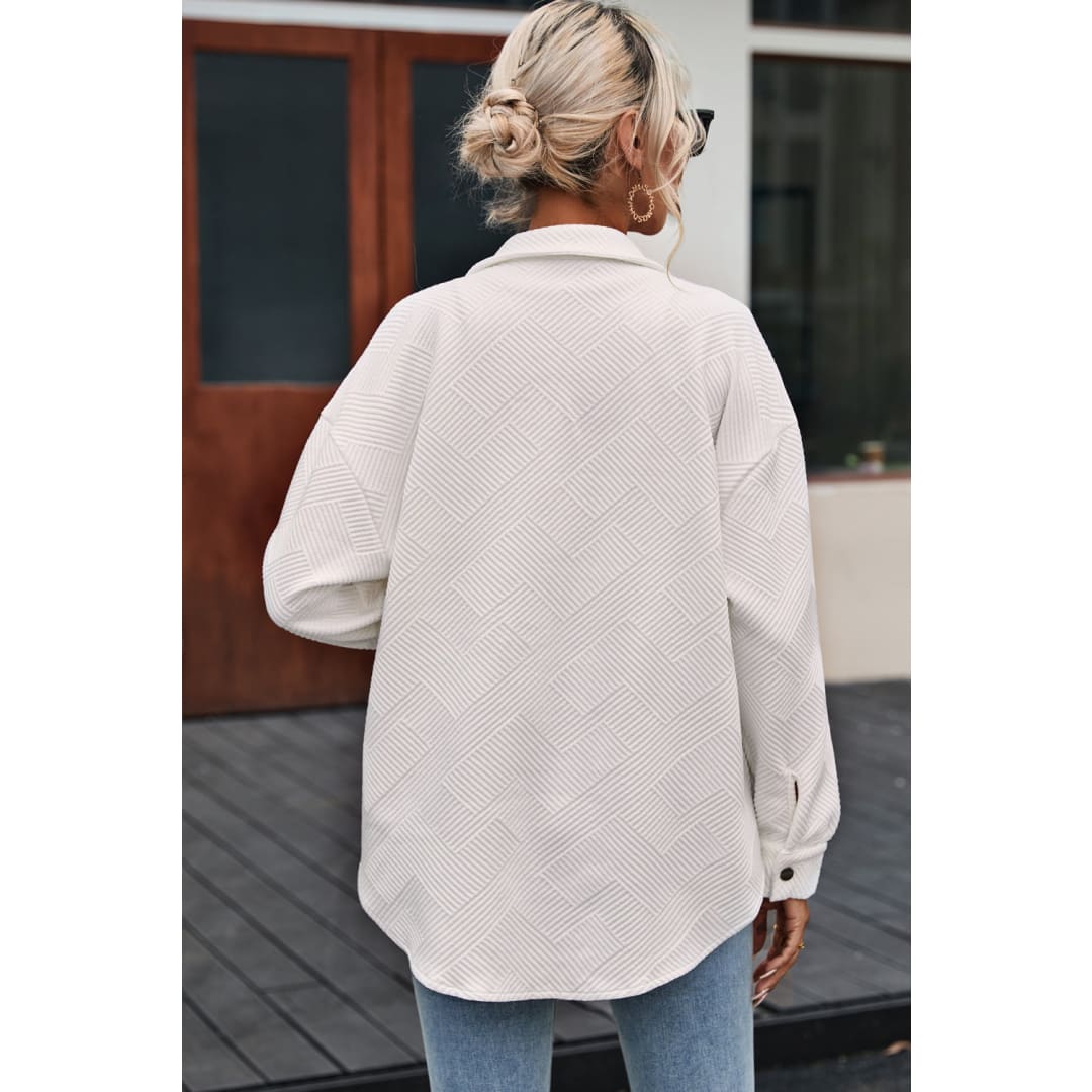 Rosalie Textured Flap Pocket Buttoned Shacket | Threaded Pear