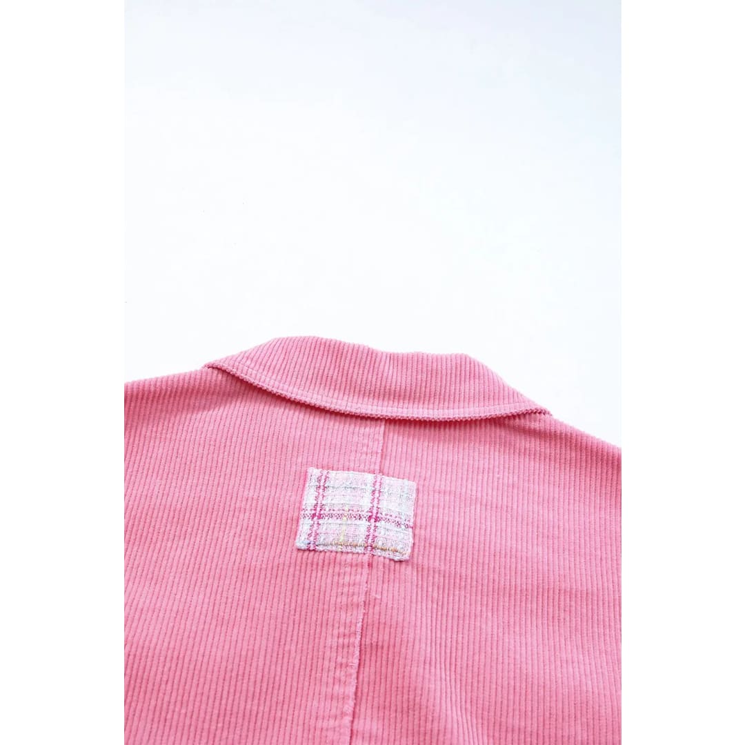 Rose Frayed Tweed Plaid Patchwork Buttoned Jacket | Fashionfitz