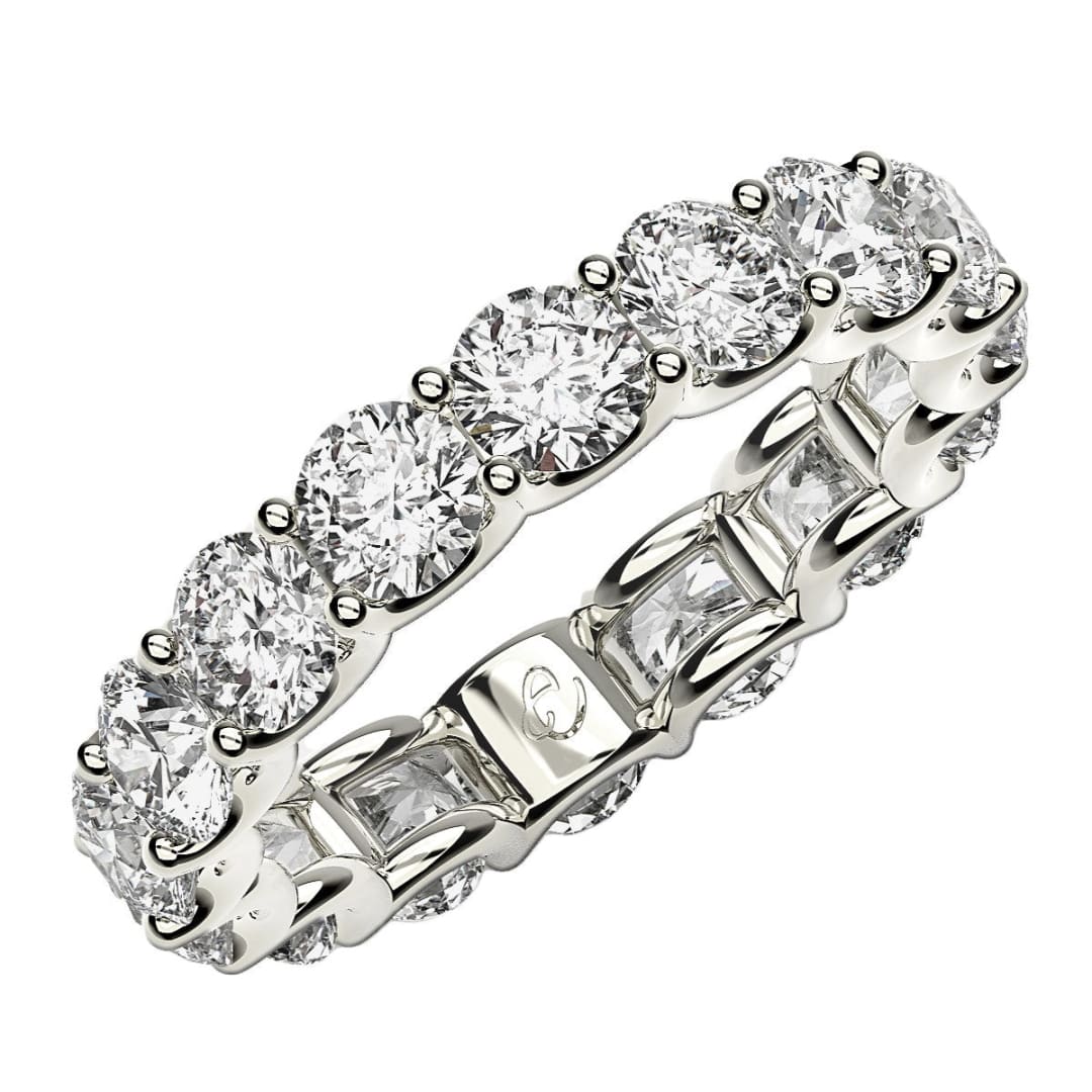 Round Cut Lab Grown Diamond Eternity Ring in 14k White Gold (4 cttw FG/VS2) | Richard