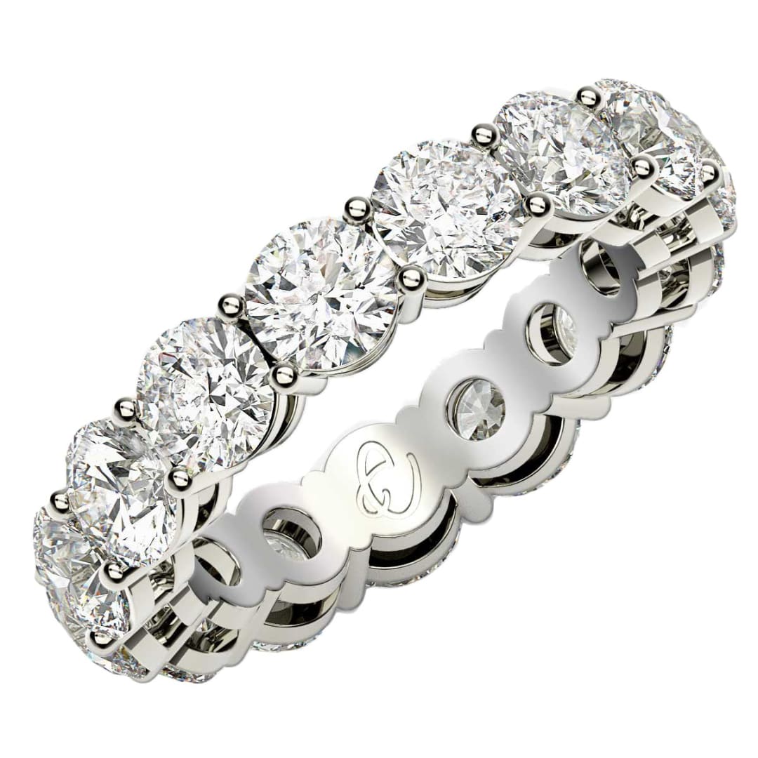 Round Cut Lab Grown Diamond Eternity Ring in 14k White Gold (5 cttw FG/VS2) | Richard