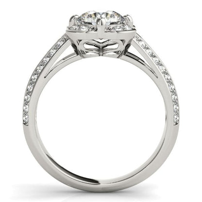 Round Diamond Floral Motif Engagement Ring in 14k White Gold (1 3/8 cttw) | Richard